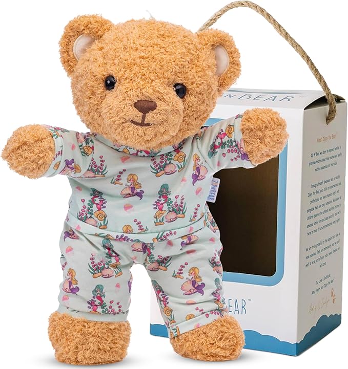 Zip N' Bear Soft Plush Teddy Bear Stuffed Animal with Mystic Mermaid Pajamas - Zippy The Bear Cute Cuddly Plush Toy, Perfect Sensory Teddy for Kids, Toddlers - Adorable Gift & Bedtime Companion