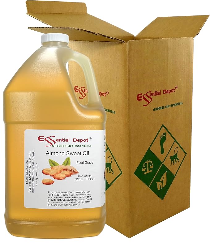 Almond Sweet Oil - 1 Gallon - 128 oz - Food Grade - Safety Sealed HDPE Container with Resealable Cap - 100% Pure and Natural for Hair, Skin, Massage, and Cooking