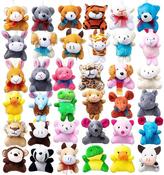 JOYIN 36 Pack Mini Animal Plush Toy Assortment (36 Units 3" Each),Bulk Stuffed Animals Party Favors for Kids, Small Animals Plush Keychain Decoration, Carnival Prizes, Halloween Party Favors
