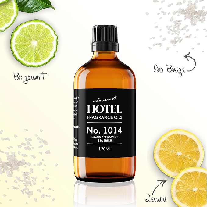AirScent Hotel Diffuser Oil No. 1014 - Iconic 5-Star Hotel Blend - 500 mL | Lemon Bergamot Sea Breeze - Coastal Blend - Fragrance Oil for Ultrasonic and Waterless Diffusers and Crafting