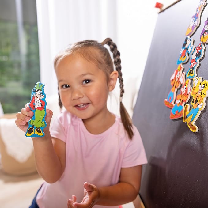 Melissa & Doug Disney Mickey Mouse Wooden Character Magnets (20 pcs) Toys for Disney Fans, Mickey Mouse Fridge Magnets, Pretend Play & Toddler Toys for Kids Ages 2+