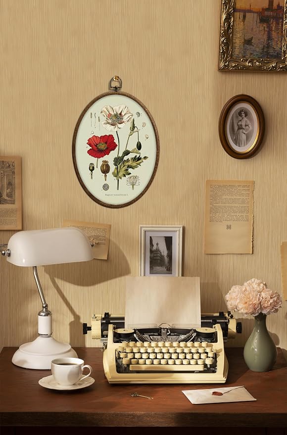 Vintage Boho Floral Oval Wall Art, Vintage Floral Botanical Oval Framed Wall Art, Waterproof Cottage Core Home Decor for Western Farmhouse Bedroom Living Room, Home Retro Decor Products, 07