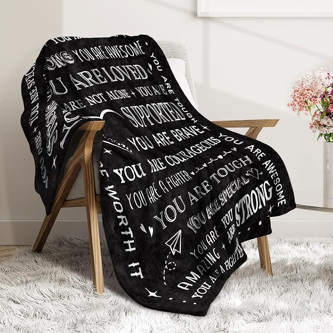 Gifts for Women or Men- Inspirational Get Well Soon Blanket | Thinking of You Gift for Grandpa Dad Brother Friend, Feel Better After Surgery Present for Sick Men, 80'' x 60''