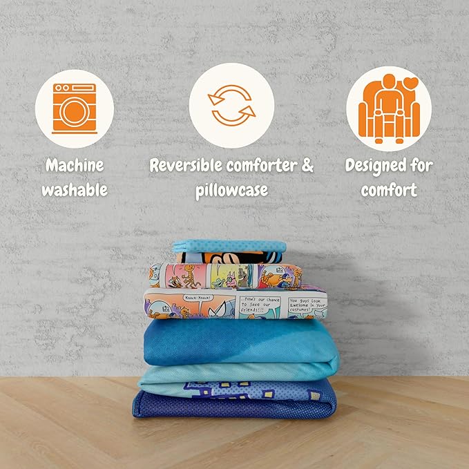 Dog Man Supa Buddies Kids Bedding Set, Full Size, 5-Piece Super Soft Cozy Reversible Comforter & Sheet Set (Officially Licensed Product) by Franco | Durable, Reversible, Officially Licensed