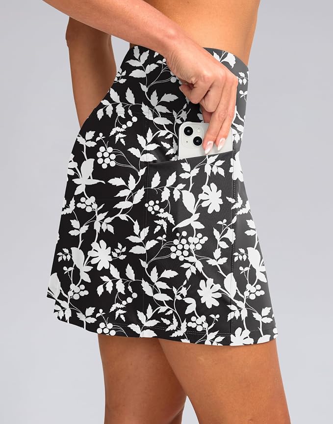 Women's Golf Skirts Skort 4 Side Pockets High Waisted Stretchy Tennis Skirt | Silky Soft, Lightweight, Breathable, Built-in Mesh Shorts, High Waisted, Elastic waistband, Moisture-Wicking, Athletic