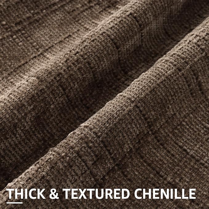decorUhome Textured Chenille Throw Pillow Covers 22x22 Set of 2 Dusty Brown | Fall Modern Farmhouse Soft Cozy Slubby Couch Pillow Cases Boho Decorative Pillow Cases for Bed Sofa Living Room Home Decor