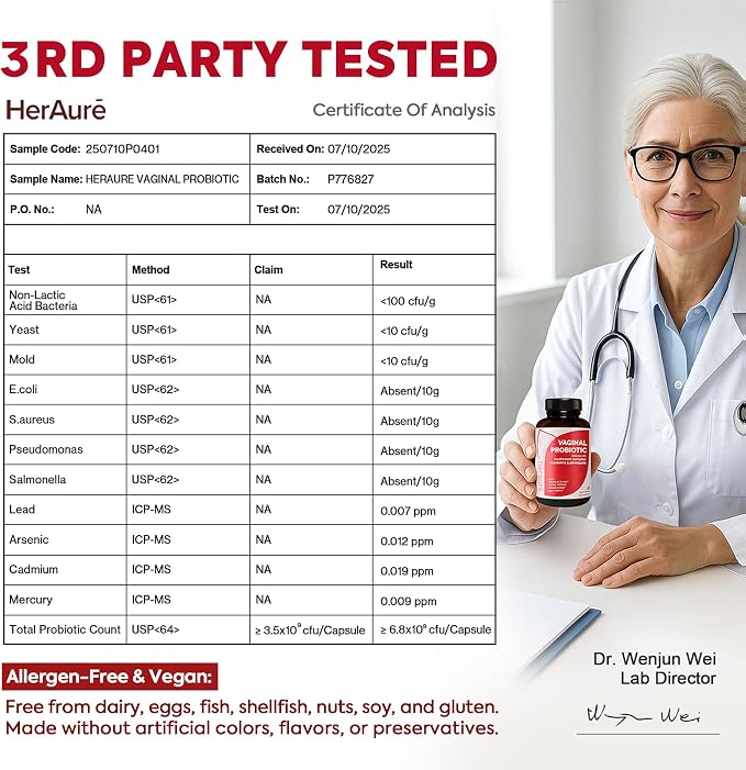 HerAure Vaginal Probiotics for Women - pH Balance, Healthy Vaginal Odor, Vaginal Flora, Yeast Balance, Women Probiotics and Prebiotics, Immune Support - Prebiotics & Lactobacillus Probiotic,2pcs x60CT