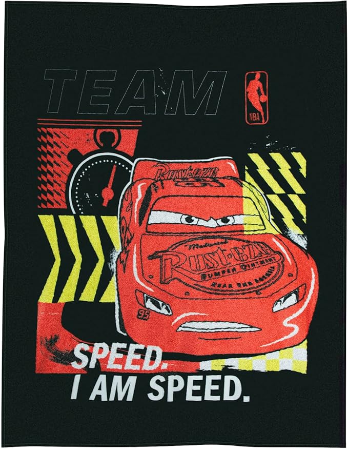 Northwest Disney Pixar Cars Plush Throw Blanket, 46" x 60" Lightning McQueen Silk Touch Soft Fleece Blanket for Kids & Adults, Officially Licensed