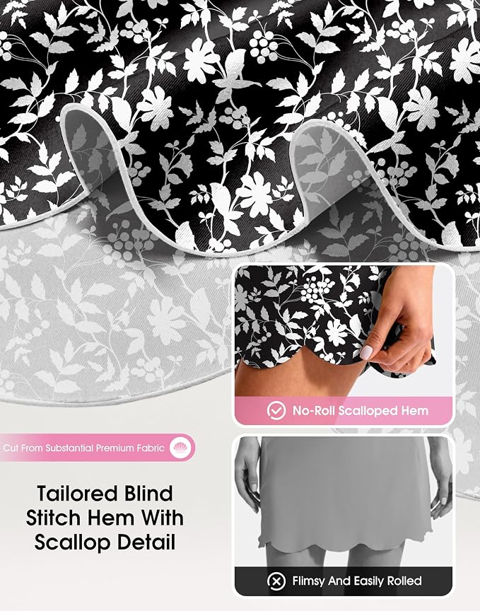 16" Skorts for Women with 4 Pockets High Waisted Scalloped Hem Athletic Tennis Skirt Golf Skort Dressy Casual