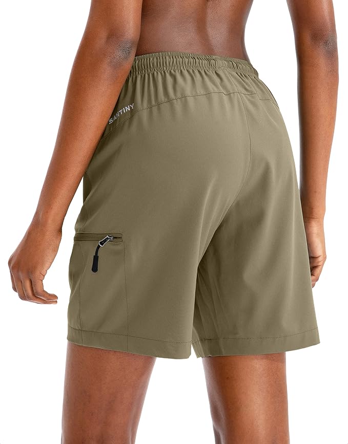 SANTINY Women's 5''/ 7''/9'' Hiking Cargo Shorts Quick Dry Lightweight Summer Shorts for Women Athletic Golf Zipper Pockets
