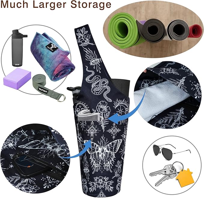 Yoga Mat Bag - Long Tote with Pockets - Holds More Yoga Accessories - Yoga Bag Fit Most Size Mats - Yoga Mat Carrier
