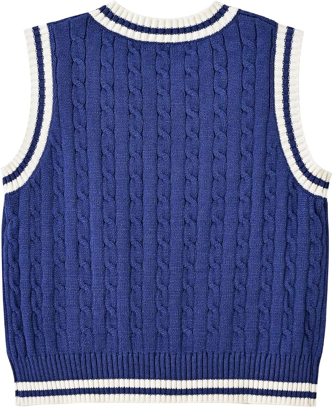 Women's Sweater Vest,Y2K Sleeveless Pattern Preppy Style Knitted Crop Tank Top for Girl