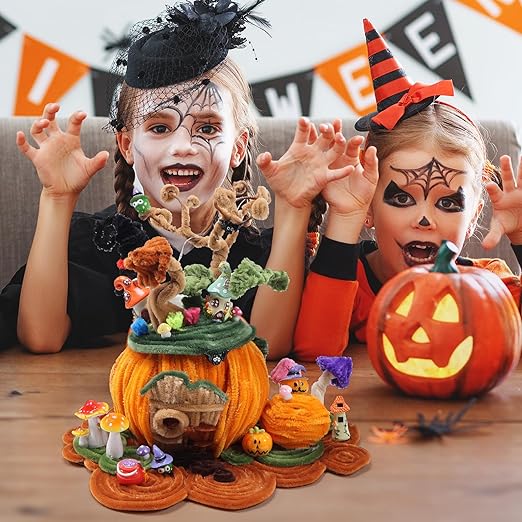 Caydo 320 Pieces Halloween Pipe Cleaners Chenille Stems 6mm x 12inch, Chenille Stems for DIY Art Craft Decorations (Black, Brown, Dark Green, Orange)