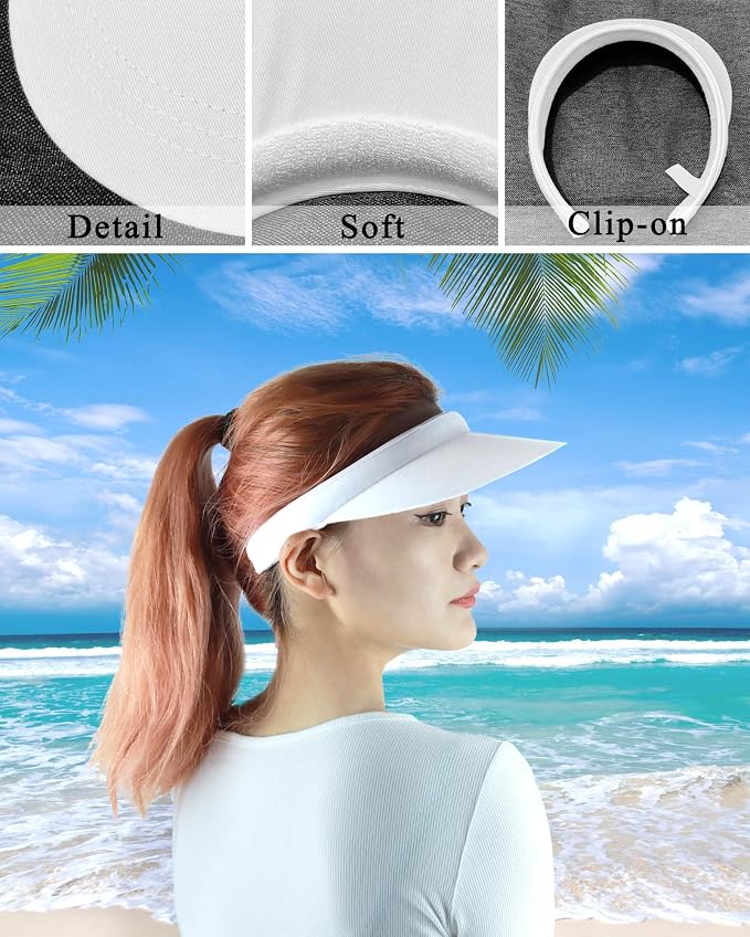 3 Pack Sports Sun Visor Hat Women Men Adjustable Clip On Visors Outdoor Golf Beach Cap