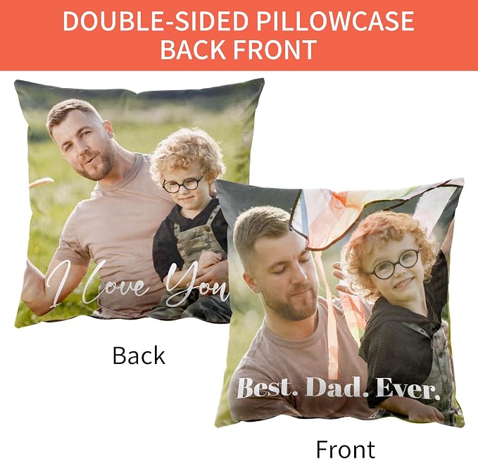 Easycosy Custom Pillow with Picture & Text, Two-Sides Velvet Customized Photo Pillowcase, 26"x26" Personalized Pillow Cover with Photo, Custom Valentine Love Keepsake Gifts (No Pillow Insert)