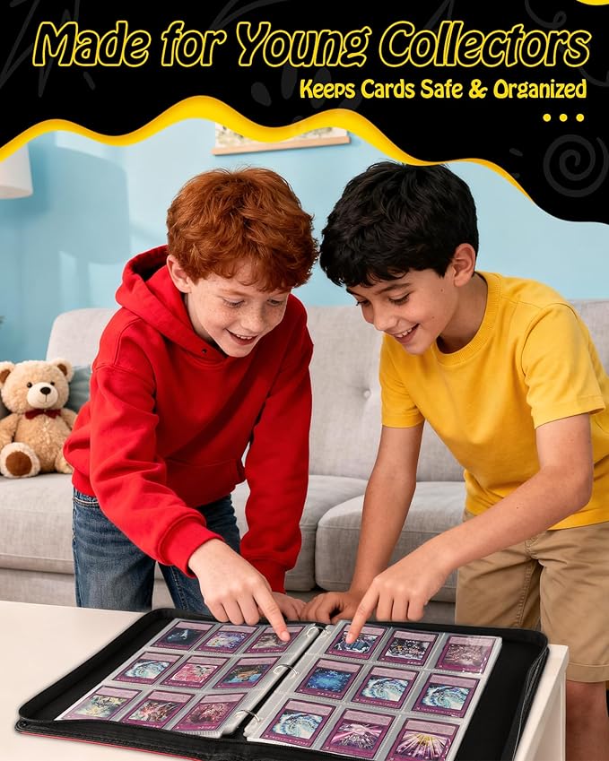 Trading Card Binder, 9-Pocket, Holds 1080 Cards, 120 Pages Side-Loading Card Album, PU Leather, Acid-Free Archival Sleeves, Durable Organizer for MTG, TCG & Sports Cards, Gift for Kids, Boys and Girls