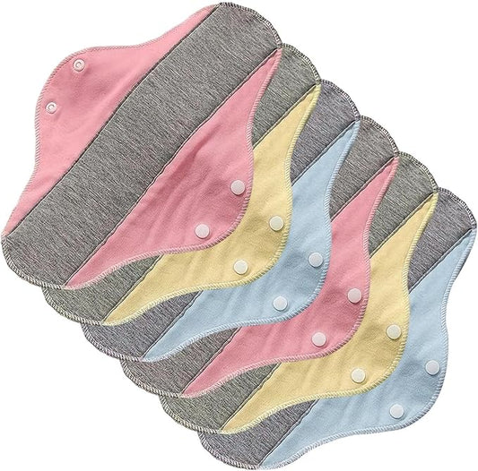 6 Pieces Reusable Menstrual Pads Reusable Sanitary Pads Leak-Proof Washable Panty Liners Soft Cloth Menstrual