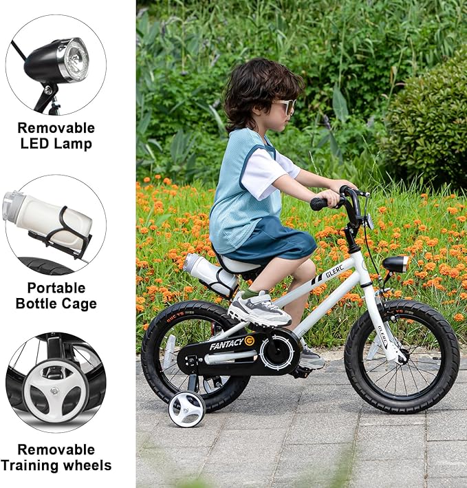 Glerc Fantacy Kids Bike, 12-20 Inch Children Bicycle for 2-13 Years Old Boys Girls, Kids Bicycle with Water Bottle Holder & Headlight & Training Wheels, Multiple Colors