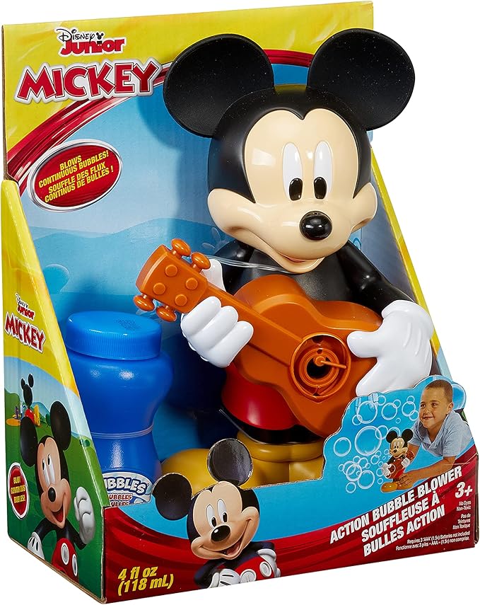 Little Kids Disney Mickey Mouse Action Bubble Blower Machine, Includes Bubble Solution, Multi