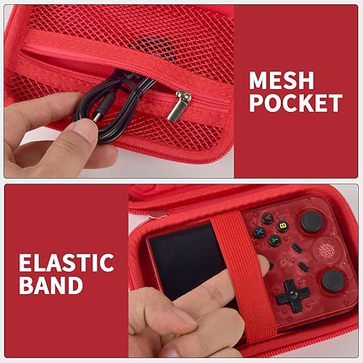 PAIYULE Travel Case Compatible with RG353V/ RG353VS/ R36S Retro Handheld Game Console, Handheld Emulator Storage Holder Organizer, Android Game Console Carrying Bag (Red) (Box Only)