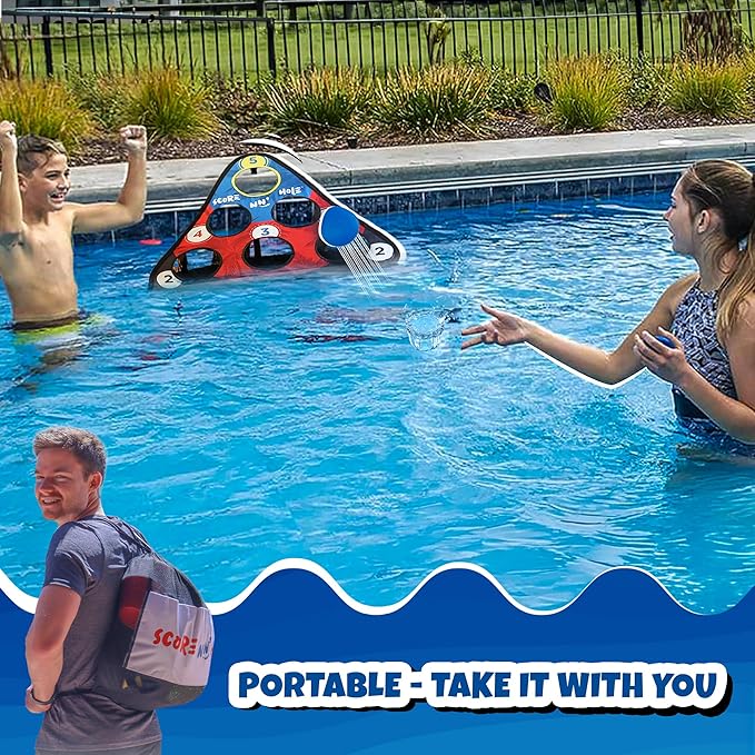 SKIP NN' HOLE Original Fun Stonne Skipping Meets Pool Cornhole Game Floating | for All Ages | Fun Swimming Pool Game for Adults and Family | Easy Setup, Durable, Portable Water and Lake Toy |