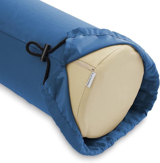 Saloniture Microfiber Cylinder Pillow Case Cover for Massage Table Bolsters - 30 x 9 Inch with Drawstring Closure, Navy