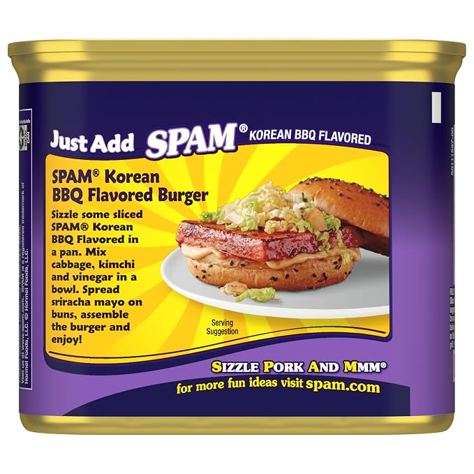 SPAM Korean BBQ Flavored, Shelf Stable Canned Meat, 12 Oz Can