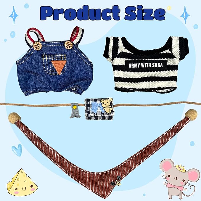 Clothes Fit for 17CM Doll, Fashion Doll Clothes Outfit Set Cute Theme Designer Toys Dress Accessories for Collector Fans Display (Blue Mice)