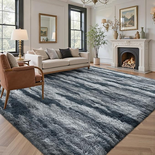 6x9 Ft Large Shag Plush Rugs for Living Room,Ultra Soft Fluffy Furry Area Rugs Non-Slip Carpet for Bedroom,Nursery,Kids Room, Dorm, Aesthetic Home Decor (Blue)