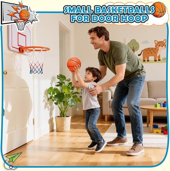 Iyoyo Mini Basketballs,3 Pack 6" Inch Small Basketball Set with Pump Over The Door Mini Hoop Basketball Replacement Toy for Toddlers,Kids,Teenagers for Pool,Indoors,Outdoors