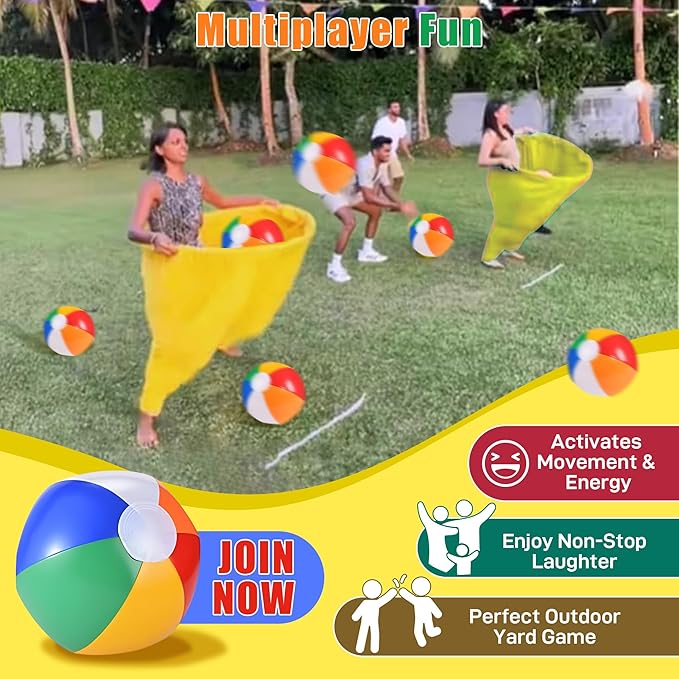 Granny Pants Outdoor Game Set, 4 Giant Pants with 16 Bouncy Balls & 4 Pumps, Funny Yard Toss Relay Game for Teens & Adults, Outdoor Party Game for BBQ, Picnic, Family Reunion & Team Building