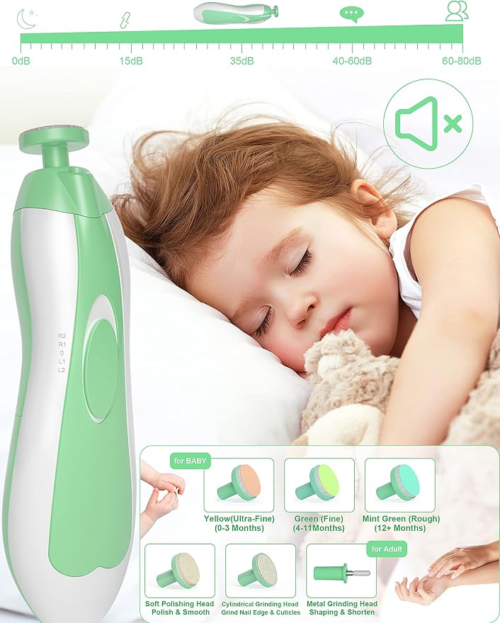 Baby Healthcare and Grooming Kit, 24 in 1 Baby Electric Nail Trimmer Set Newborn Nursery Health Care Set for Newborn Infant Toddlers Baby Boys Girls Kids (0-3 Years+) (Green)