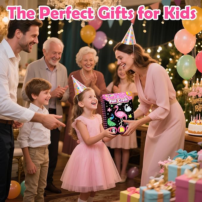 FUNNYB&G Foil Art Crafts for Kids Ages 4-8: Valentines Crafts for Kids 2026,Birthday Gift for Girls,Art and Crafts Supplies,Party Favors,Creative Toys for Girls Boys 4 5 6 7 8 9 Years Old(Birds)