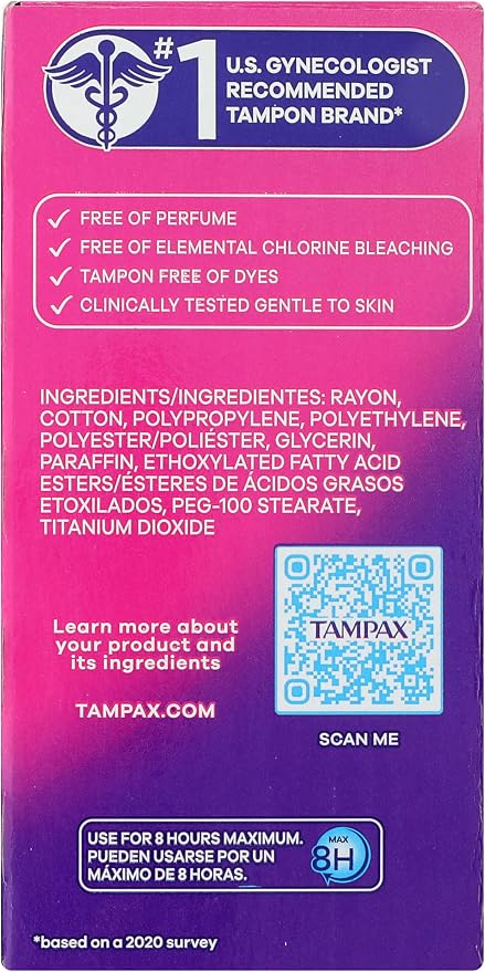 Tampax Radiant Tampons, with LeakGuard Braid, Light Absorbency, Up to 100% Leak and Odor Free Protection, Unscented, 84 Count (3 Packs of 28)