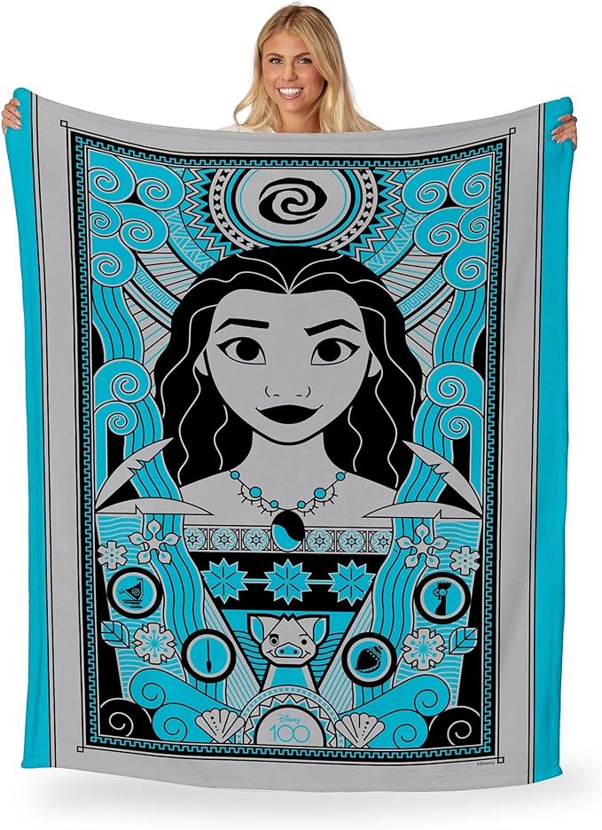 Northwest Disney 100 Silk Touch Throw Blanket, 60" x 80", Art Deco Moana
