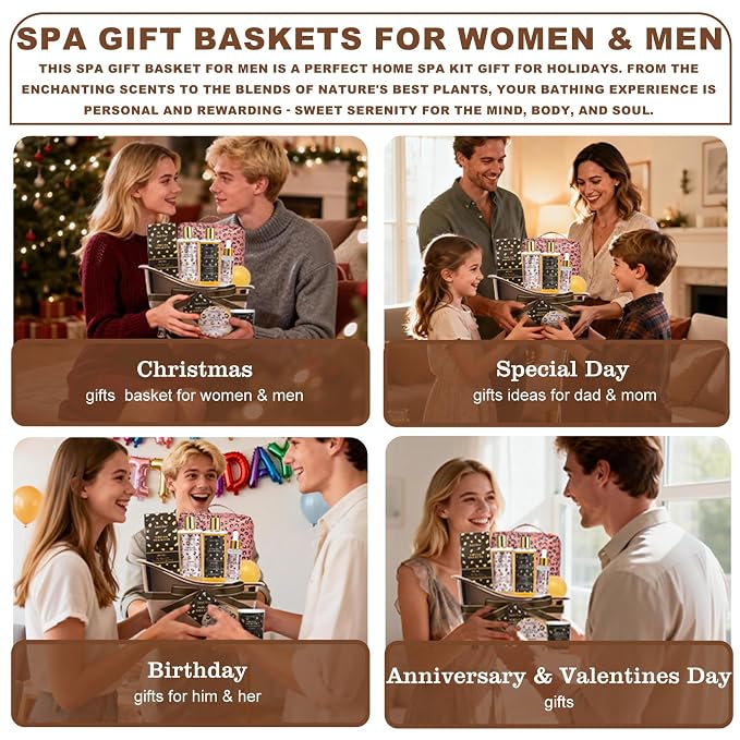 Warm Vanilla Spa Gifts for Women, Spa Bath & Body Gift Basket Skin Care Kit | Home Spa Gift Set, Home Spa Self-Care Kit, Travel Multi-use toiletry bag, Birthday, Christmas, Mother Day, Anniversary Gifts