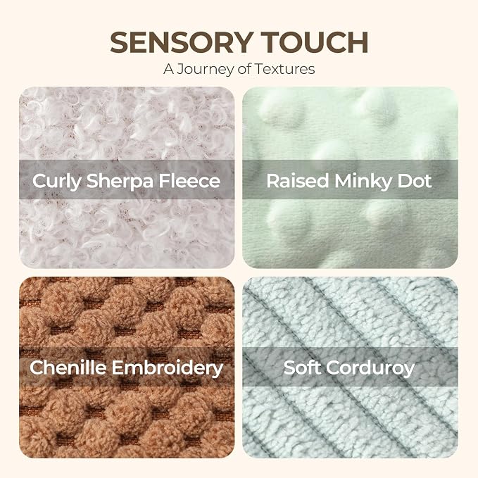 let's make Soft Baby Book for 0-12 Months, Crinkle Sensory Cloth Book with Teether, Mirror, Squeaker and C Clip, Farm Story Tummy Time Stroller Toy