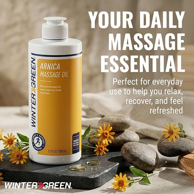 Wintergreen Arnica Massage Oil, 16.9 oz – Body Oil for Relaxation of Tight or Tired Muscles, Premium Blend for Relief, Arnica Gel Pain Relief for Athletes, Sports Therapy, Post-Workout Recovery