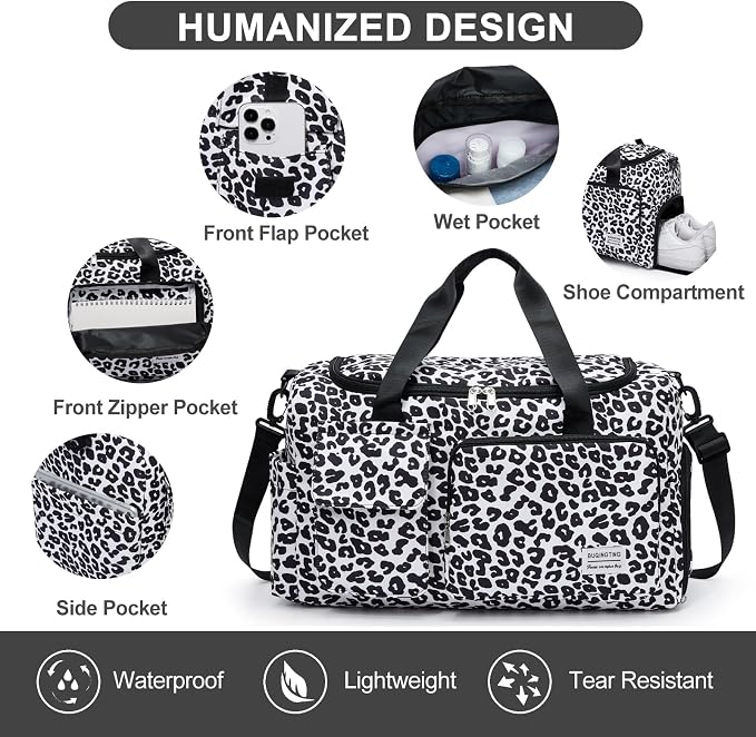 Small Gym Bag for Women, Travel Duffle Bag Carry On Weekender Bag with Shoe Compartment
