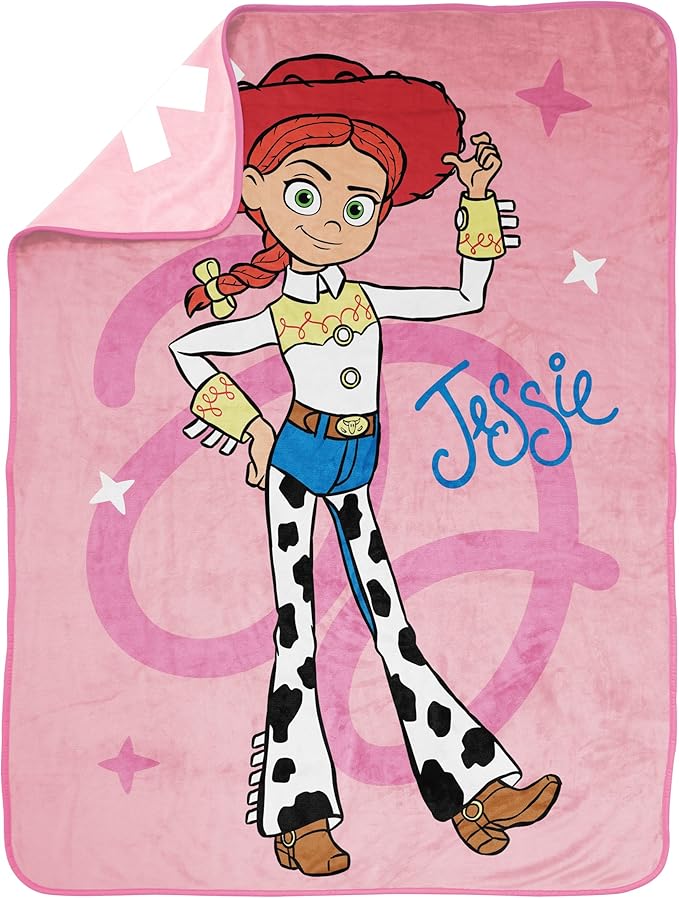 Jay Franco Plush Throw Blanket – 46" x 60" Inches Kids Hero Soft & Cozy Fleece Throw for Bedroom & Couch Décor, Official Licensed Product, Pink - Toy Story Jessie