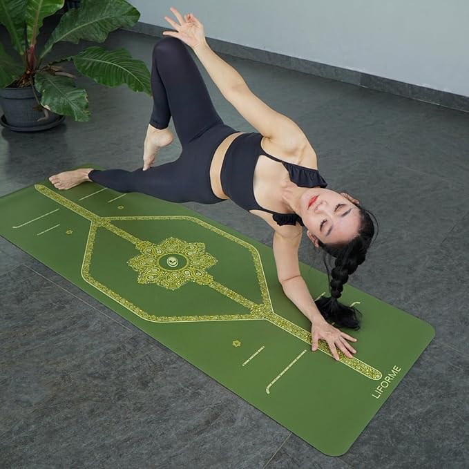 Liforme Printed Yoga Mat Collection - Free Yoga Bag Included - Patented Alignment System, Warrior-like Grip, Non-Slip, Eco-friendly, Sweat-resistant, Long, Wide and Thick for Comfort