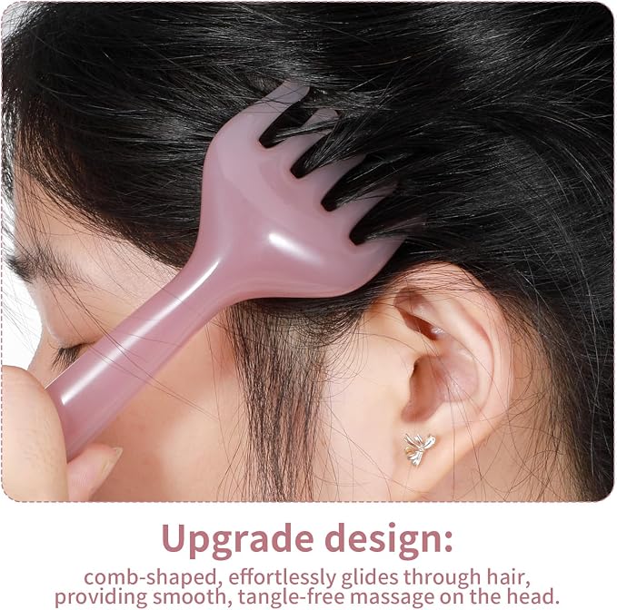 WY LIGHTING LEVEL 2Pcs Head Massager Manual Hair Scalp Massager Gua Sha Five Claw Massage Tool Comb Portable Handheld Resin Relax Tool for Father's Day Mother's Day Gifts (Pink Purple)