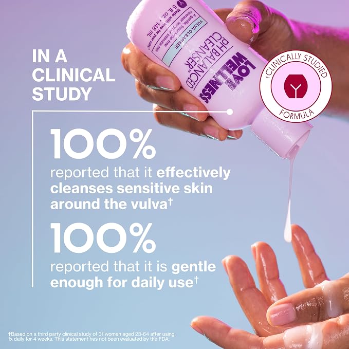 Love Wellness pH Balanced Cleanser | Feminine Vaginal Wash | Fragrance-Free | Vaginal Cleanser for Balanced pH, Intimate Health & Hygiene | Non-Irritating with Aloe Vera for Sensitive Skin | 5 Fl Oz
