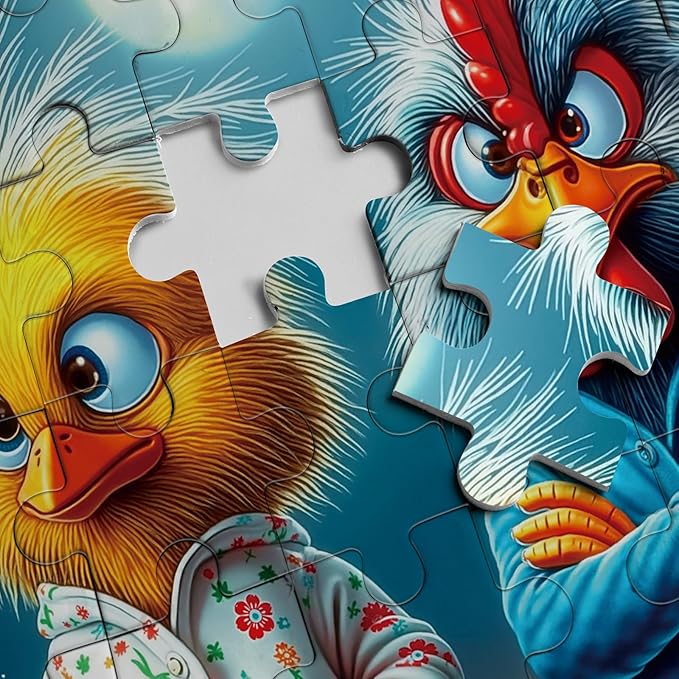 Funny Chick Art Puzzles for Adults 1000 Pieces, Fantasy Bird Chicken Aesthetic Jigsaw Puzzles, Magic Winter Stars Night Impossible Challenging Puzzle