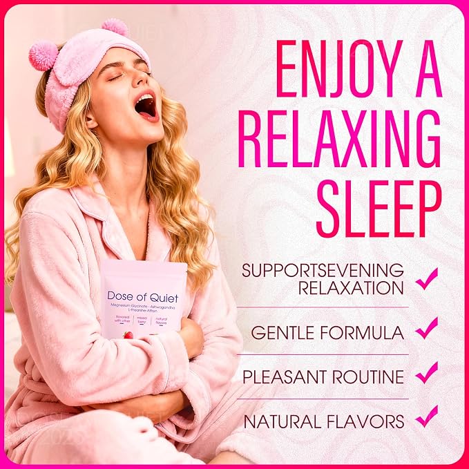 Dose Of Quiet Calming Drink Mix – Relaxing Beverage Powder with L-Theanine, Saffron, Magnesium Glycinate & Ashwagandha, Supports Relaxation & Restful Nights (1)