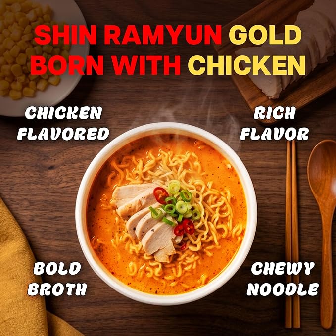 Nongshim Ramen Noodles, Gourmet Instant Ramen bowl, Premium Microwavable Noodle Soup, Shin Gold, 3.56 Ounce (Pack of 6)