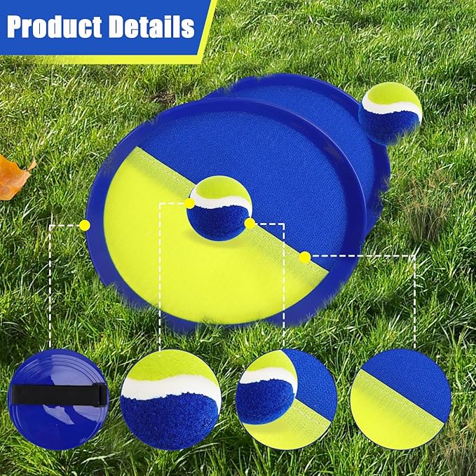 Kids Toys Toss and Catch Game Set, Ball Sports Games with 4 Paddles 4 Balls and 1 Storage Bag, Classic Outdoor Games, Beach Games, Yard Games Suitable for Kids Gift Ideal