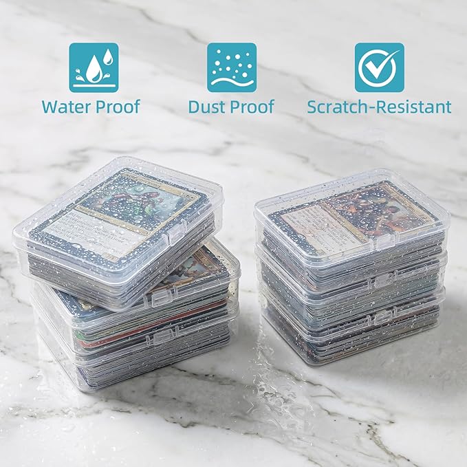 neotidy Playing Card Storage Box Set of 6, Clear Plastic Playing Card Cases with Snap Closure, Mixed Size Card Game Storage Organizer for Standard Playing Cards, Trading Cards & Small Accessories