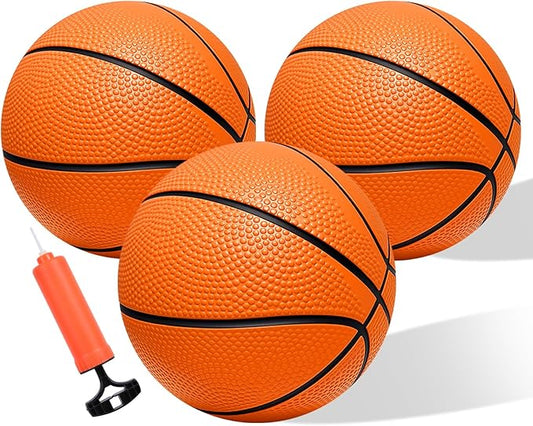 Iyoyo Mini Basketballs,3 Pack 6" Inch Small Basketball Set with Pump Over The Door Mini Hoop Basketball Replacement Toy for Toddlers,Kids,Teenagers for Pool,Indoors,Outdoors