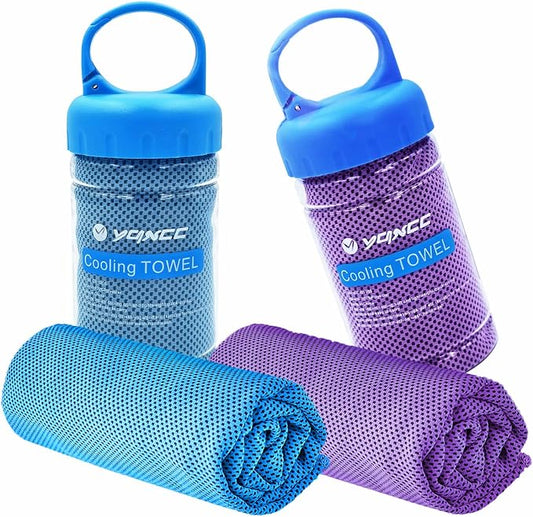 YQXCC 2 Pack Cooling Towels (47"x12"), Ice Cool Neck Towel, Soft Breathable Microfiber for Yoga, Golf, Gym, Running, Camping & Hot Weather